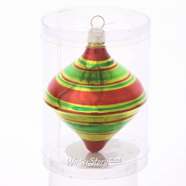 Стеклянная елочная игрушка Волчок 10 см Фабрика Елочка