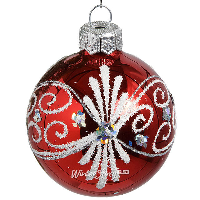 Стеклянный елочный шар Вальс 6 см красный Фабрика Елочка