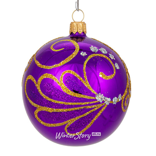 Стеклянный елочный шар Вариация 7 см фиолетовый Фабрика Елочка