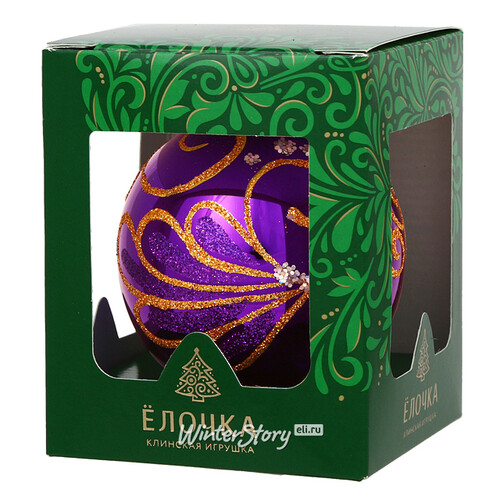 Стеклянный елочный шар Вариация 7 см фиолетовый Фабрика Елочка
