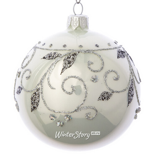 Стеклянный елочный шар Жасмин 8 см белый Фабрика Елочка