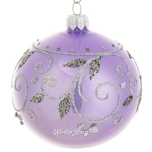 Стеклянный елочный шар Жасмин 8 см сиреневый Фабрика Елочка