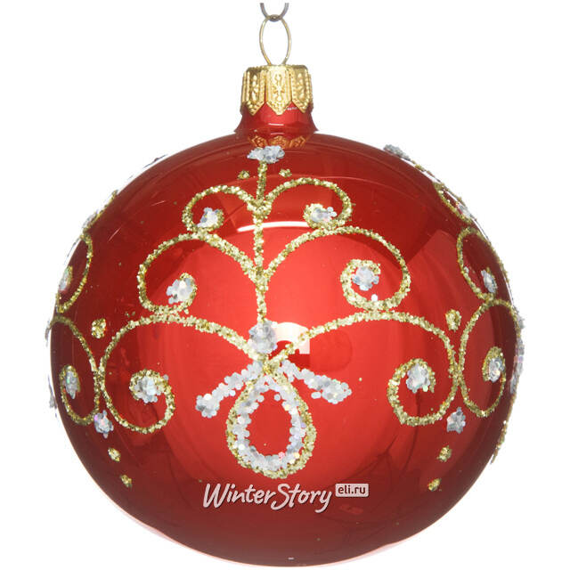 Стеклянный елочный шар Феерия 8 см красный Фабрика Елочка