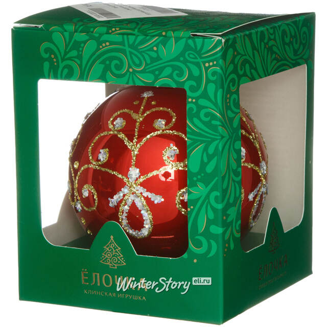 Стеклянный елочный шар Феерия 8 см красный Фабрика Елочка