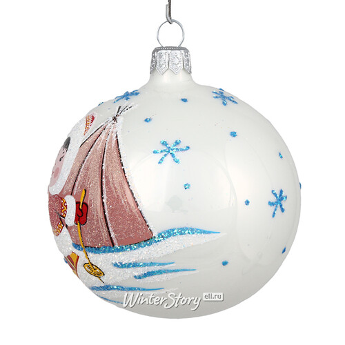 Стеклянный елочный шар Эллей 8 см белый Фабрика Елочка