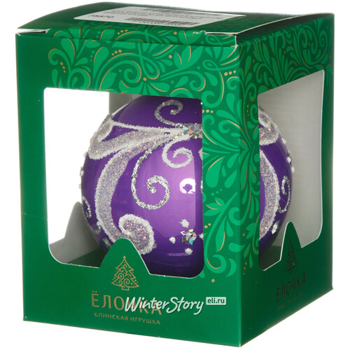 Стеклянный елочный шар Пробуждение 8 см фиолетовый Фабрика Елочка