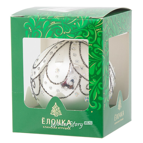 Стеклянный елочный шар Рондо 8 см белый Фабрика Елочка