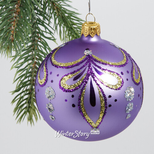 Стеклянный елочный шар Увертюра 8 см фиолетовый Фабрика Елочка