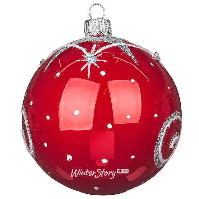 Стеклянный елочный шар Олени 8 см красный Фабрика Елочка