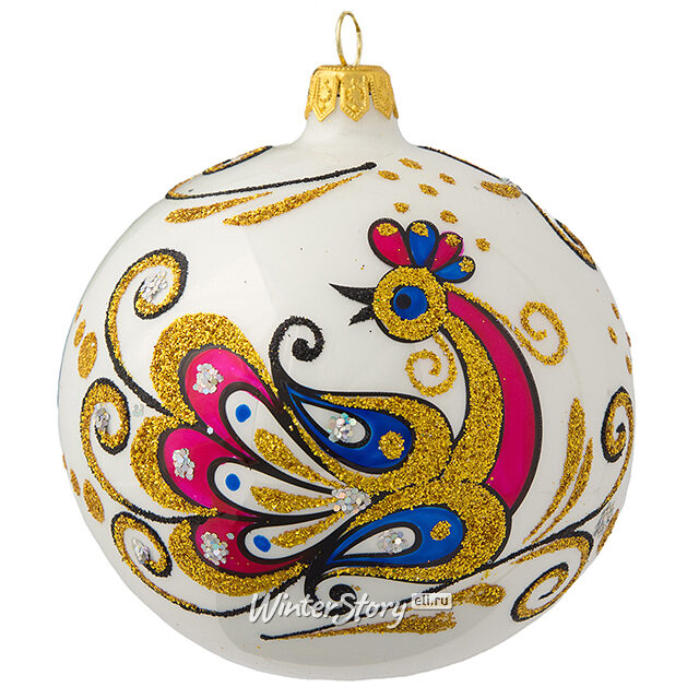 Стеклянный елочный шар Жар-птица 9 см Фабрика Елочка