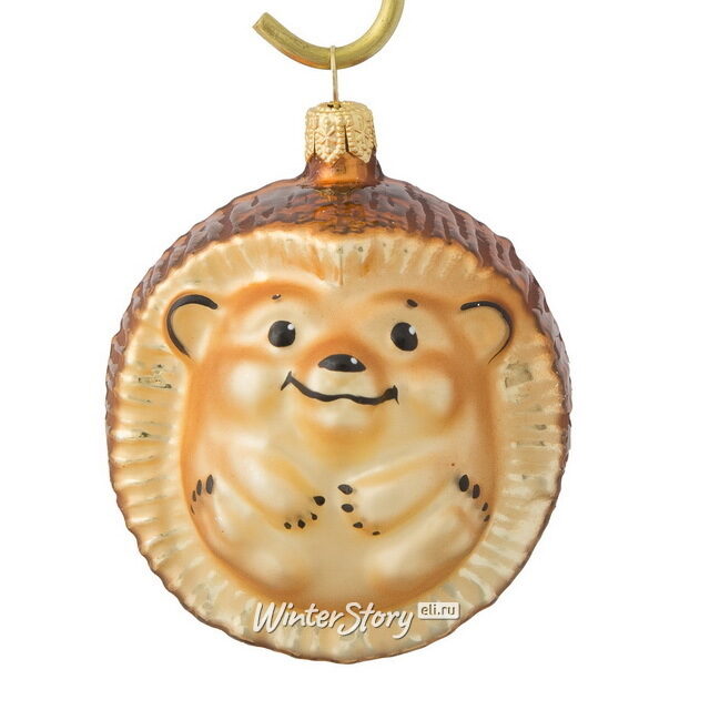 Стеклянный елочный шар Ежик 6 см Фабрика Елочка