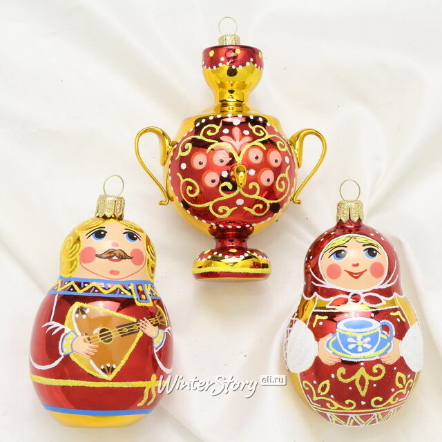 Елочные игрушки Посиделки, 3 шт, стекло Фабрика Елочка