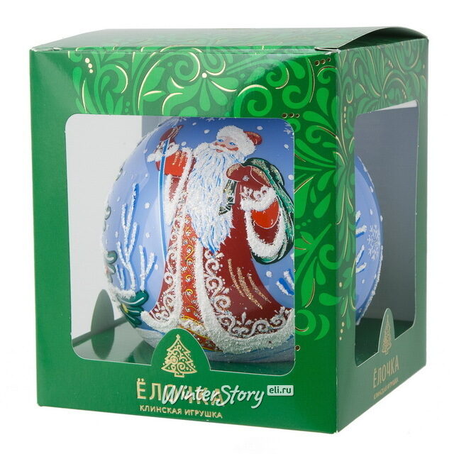 Стеклянный елочный шар Дед Мороз 11 см Фабрика Елочка