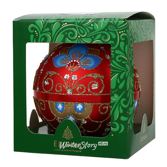 Стеклянный елочный шар Императорский 11 см красный Фабрика Елочка