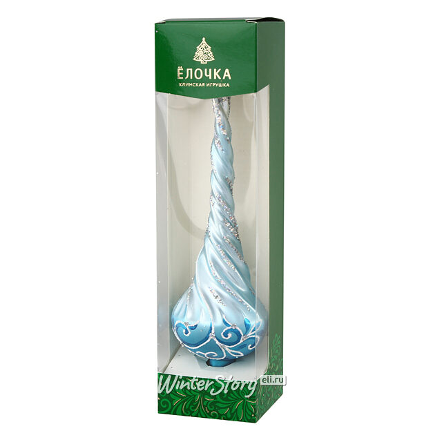 Верхушка Вихрь 28 см синяя, стекло Фабрика Елочка