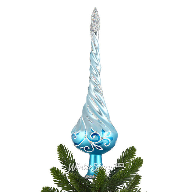 Верхушка Вихрь 28 см синяя, стекло Фабрика Елочка