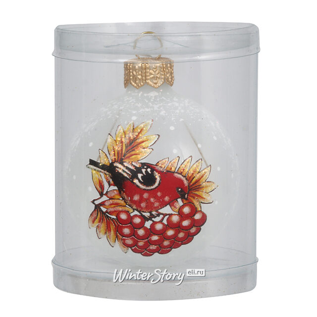 Стеклянный елочный шар Щур 6 см белый Фабрика Елочка