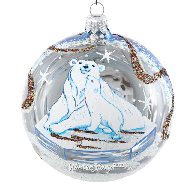 Стеклянный елочный шар Полярный 9 см Фабрика Елочка