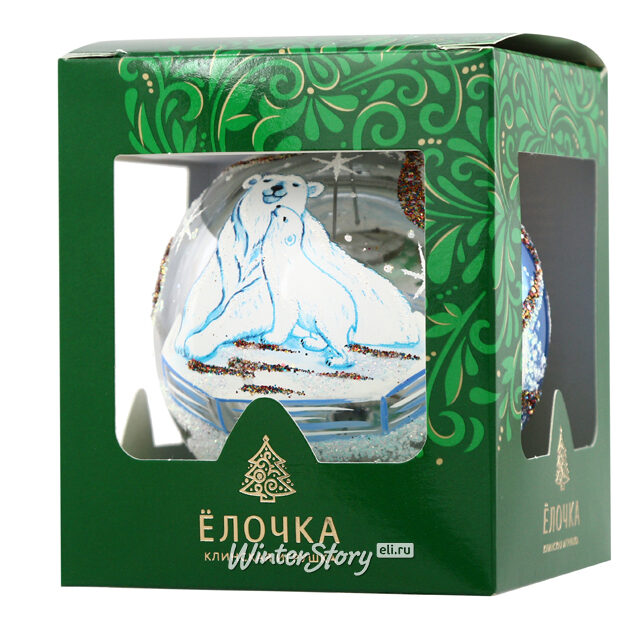 Стеклянный елочный шар Полярный 9 см Фабрика Елочка