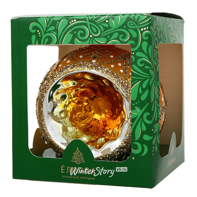 Стеклянный елочный шар Топаз 11 см золотой Фабрика Елочка