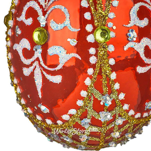 Стеклянная елочная игрушка Яйцо Фриволите 8 см Фабрика Елочка