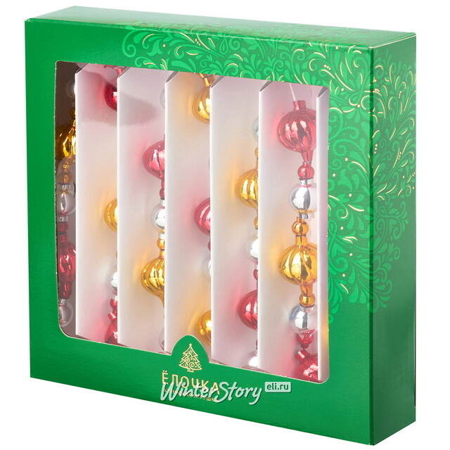 Стеклянные бусы на елку Дольки 120 см Фабрика Елочка