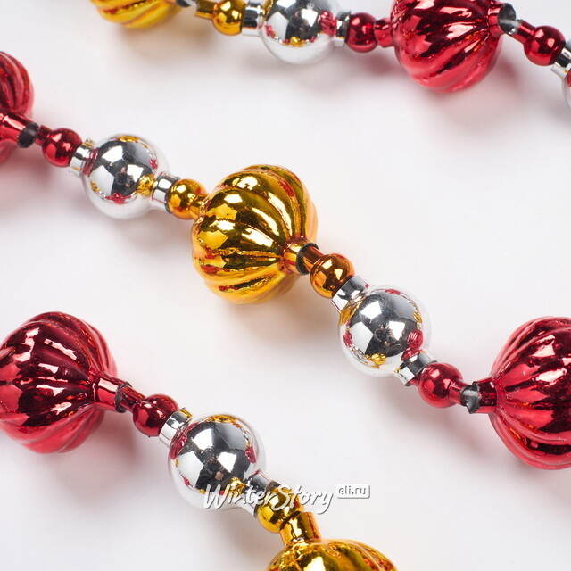 Стеклянные бусы на елку Дольки 120 см Фабрика Елочка