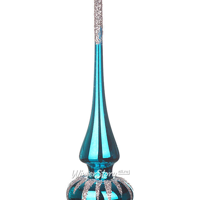 Верхушка Капель 26 см синяя, стекло Фабрика Елочка