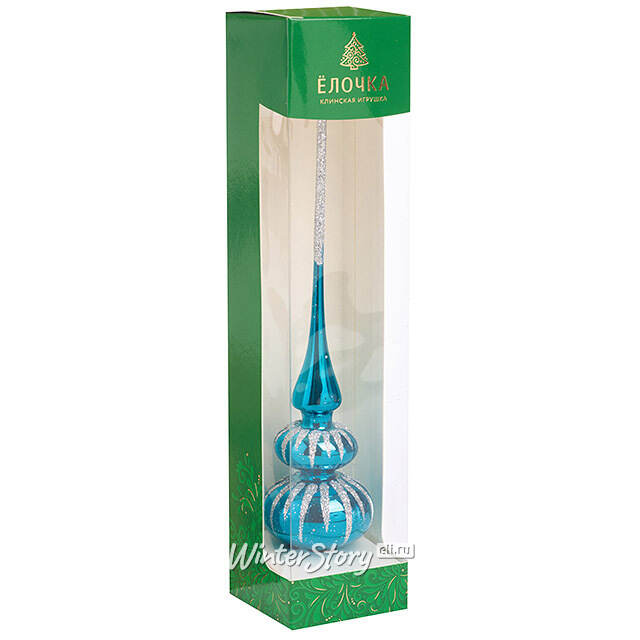 Верхушка Капель 26 см синяя, стекло Фабрика Елочка