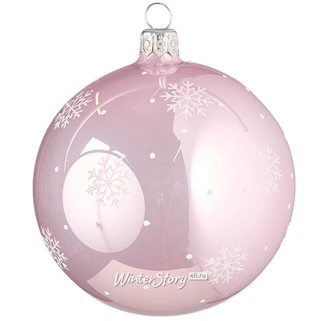 Стеклянный елочный шар Снегирь 9 см розовый Фабрика Елочка