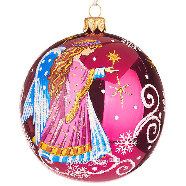 Стеклянный елочный шар Нежность 10 см вишневый Фабрика Елочка