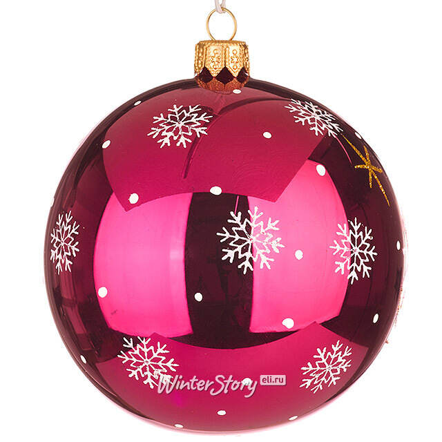 Стеклянный елочный шар Нежность 10 см вишневый Фабрика Елочка
