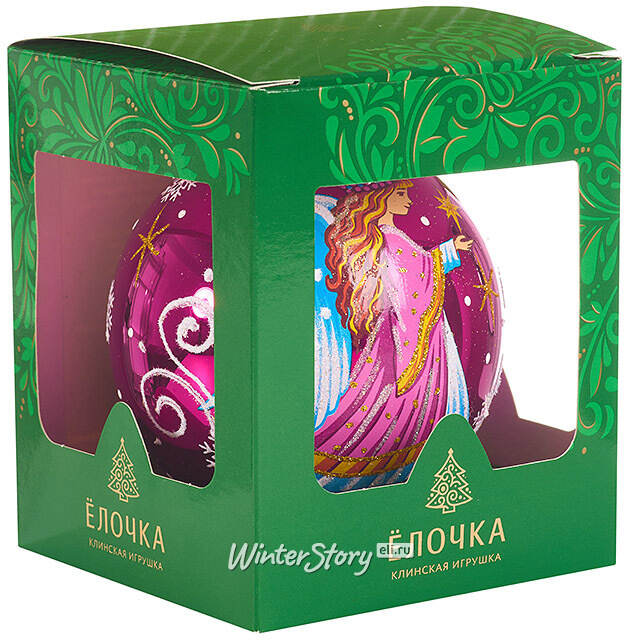 Стеклянный елочный шар Нежность 10 см вишневый Фабрика Елочка