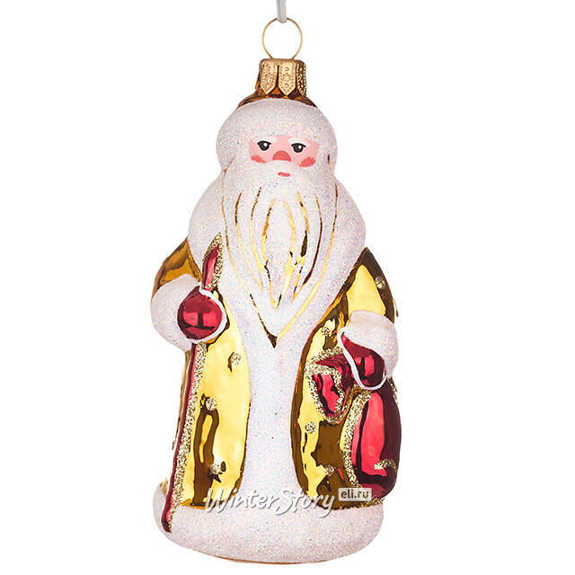 Стеклянная елочная игрушка Дед Мороз 11 см золотая Фабрика Елочка