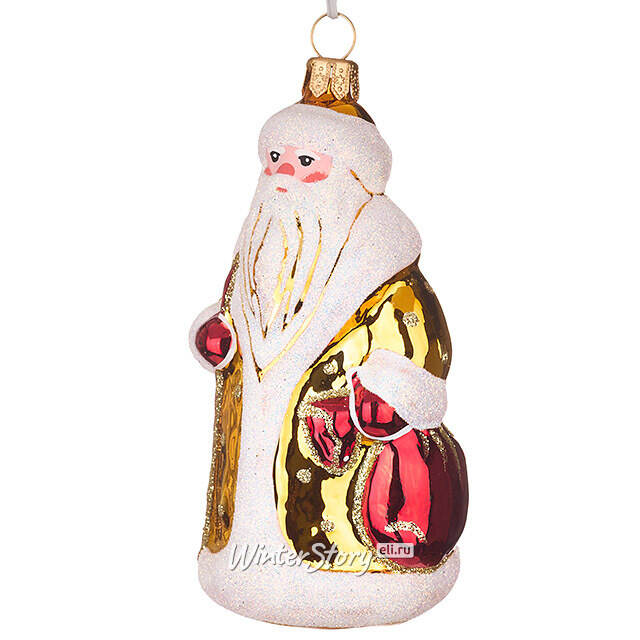 Стеклянная елочная игрушка Дед Мороз 11 см золотая Фабрика Елочка