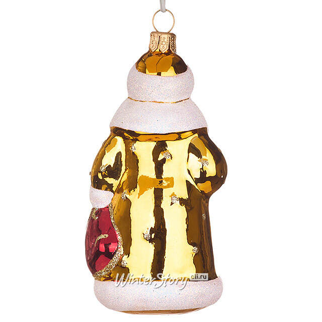 Стеклянная елочная игрушка Дед Мороз 11 см золотая Фабрика Елочка