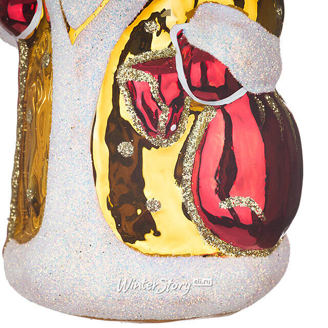 Стеклянная елочная игрушка Дед Мороз 11 см золотая Фабрика Елочка