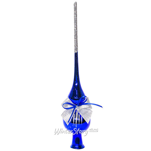 Верхушка Лучик 23 см синяя, стекло Фабрика Елочка
