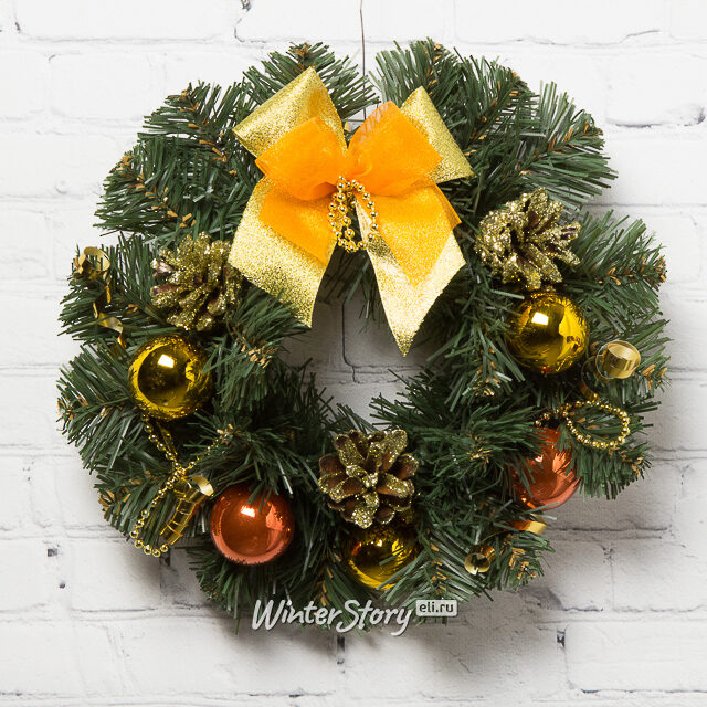 Венок Лесной 20 см оранжевый Фабрика Елочка