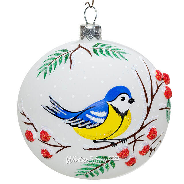 Стеклянный елочный шар Рябинка 9 см Фабрика Елочка