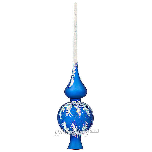 Верхушка Кристалл 28 см синяя, стекло Фабрика Елочка