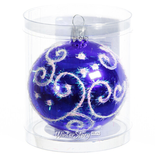 Стеклянный елочный шар Сияние 6 см синий Фабрика Елочка