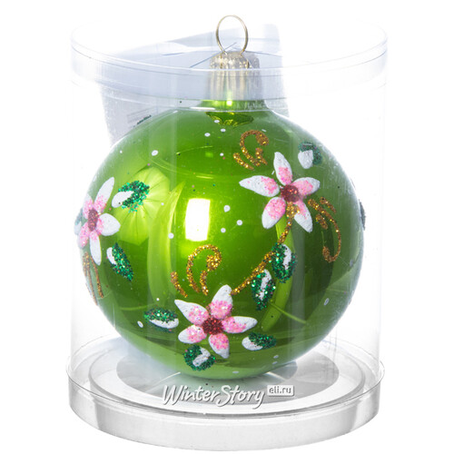 Стеклянный елочный шар Лютик 6 см зеленый Фабрика Елочка