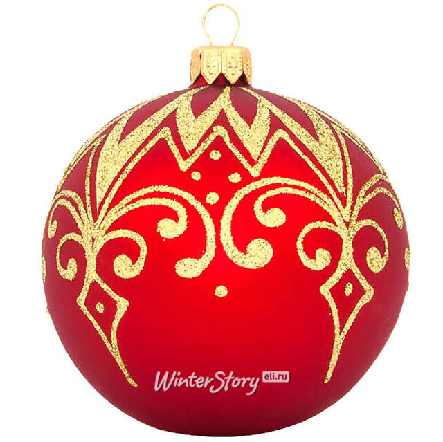 Стеклянный елочный шар Вечерний 8 см красный Фабрика Елочка
