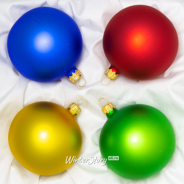 Набор стеклянных елочных шаров Огни 7 см, 4 шт, матовый Фабрика Елочка