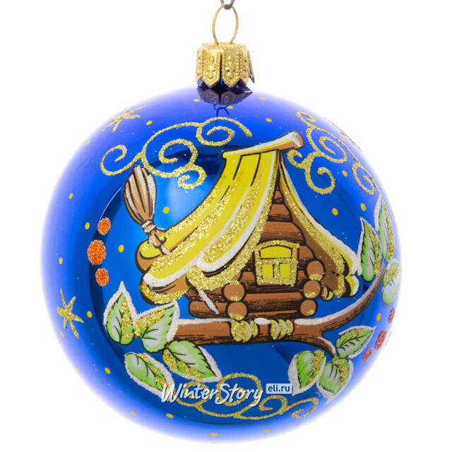 Стеклянный елочный шар Шутка 7 см синий Фабрика Елочка