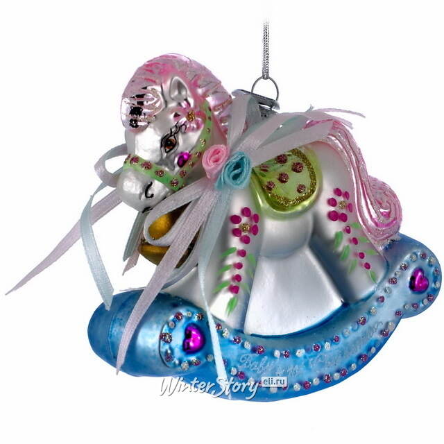 Стеклянная елочная игрушка Лошадка-Качалка Милти 10 см Kurts Adler