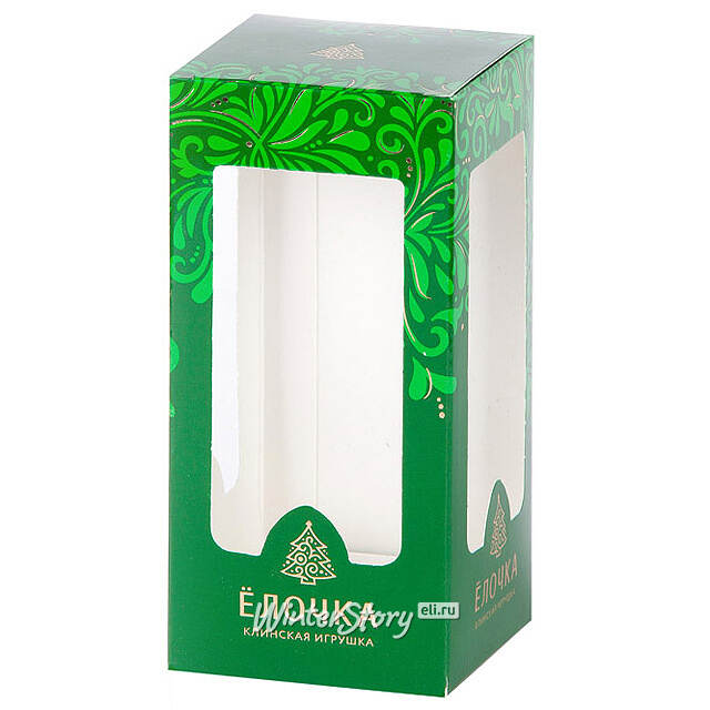 Стеклянная елочная игрушка Елочка 10 см зеленая, подвеска Фабрика Елочка