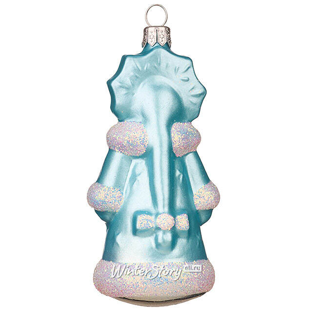 Стеклянная елочная игрушка Снегурочка 8 см голубая, подвеска Фабрика Елочка