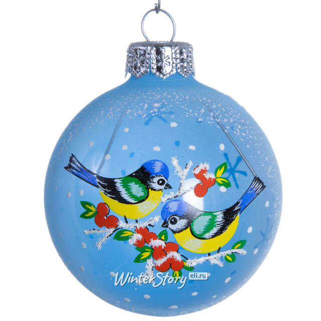 Стеклянный елочный шар Орбита 6 см голубой Фабрика Елочка